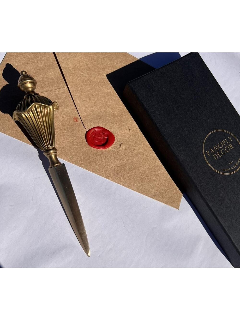 Handmade Solid Brass Letter Opener | Ornate Sculpted Handle